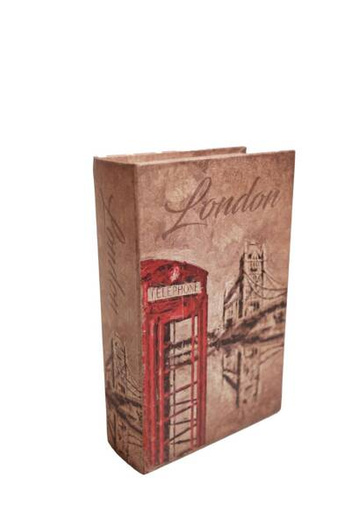 Pudełko książka brąz czerwona budka telefoniczna 21x12,5x5 cm
