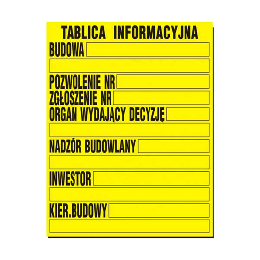 Tablica informacyjna z PCV Budowlana 70x90cm