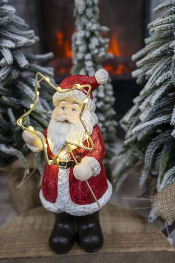 Mikołaj stojący LED ze złotą gwiazdą 23 cm