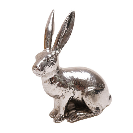 Figurka Zając siedzący srebrny 17,5cm