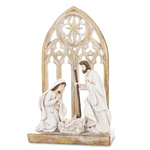 Szopka biało-brązowa Święta Rodzina na podstawce 28,5x17,5x8,5 cm