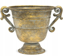 Wazon dekoracyjny metalowy złota patyna 25cm