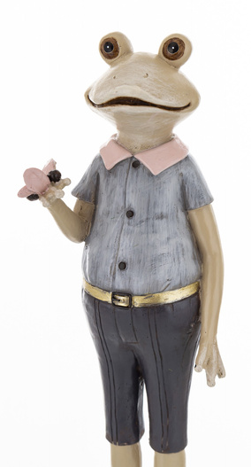 Figurka Żaba ON/ONA zielona biało-różowy strój 28cm 2wzory 1 sztuka