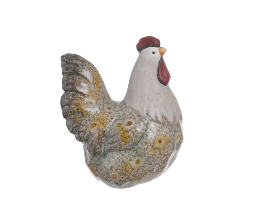 Kogut ceramiczny beżowo- brązowy, czerwony grzebień 15,5 cm