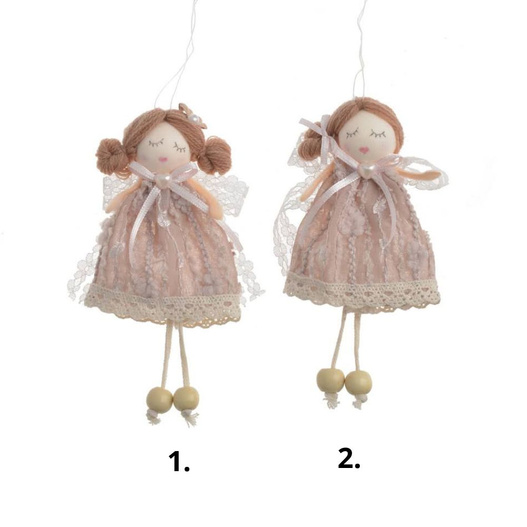 Zawieszka Dziewczynka koronkowa sukienka różowa 13 cm 