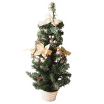 Choinka dekorowana złote bombki szyszki kokarda