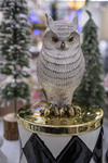 Figurka sowa biała złote łapki i nosek 15cm