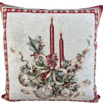 Poszewka 40x40cm Chenille Stroik z czerwonymi świecami