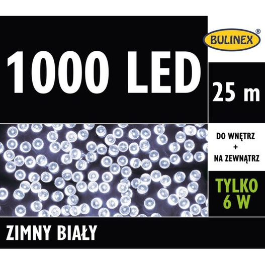 Lampki 1000LED biały zimny 25 m z zasilaczem