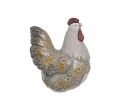 Kogut ceramiczny beżowo- brązowy, czerwony grzebień 15,5 cm