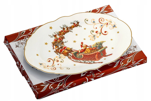 Półmisek ceramiczny Mikołaj w saniach 36x24cm