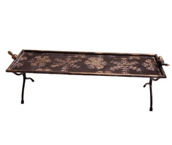 Taca metal złota, śnieżyki na nóżkach z ptaszkami 58x17cm