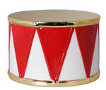 Bębenek ceramiczny biało-czerwono-złoty 10,5cm