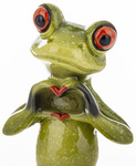 Żaba zielona ON stojąca pokazująca serce 16 cm