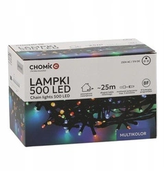 Lampki zewnętrzne/wewnętrzne 500 Led multicolor 25m+3m zasilacz