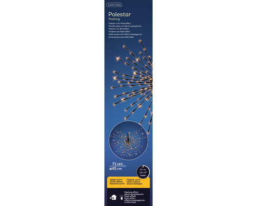 Kula zew/wew 72 LED czarna /ciepły biały średnica 45cm timer