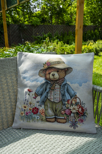 Poszewka na poduszkę 40x40cm EDEN Miś w kapeluszu Chenille