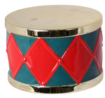 Bębenek ceramiczny zielono-czerwono-złoty 10,5cm