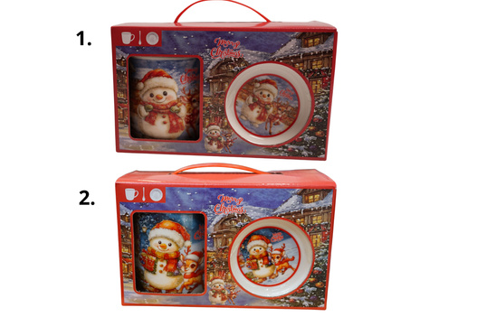 Kubek Bałwanek z Reniferem z łyżeczką i niekapkiem w pudełku