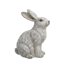 Figurka Zając siedzący biały szczotkowany 21,5 cm