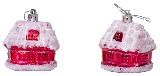 Bombki domki czerwone 7cm 2 sztuki