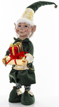 Elf aksamit zielony stojący z prezentami 72cm