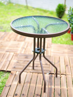 Kawowy stolik ogrodowy 60cm szklany hartowany blat