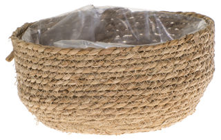 Koszyk z trawy morskiej okrągły beżowy 12,5x23cm