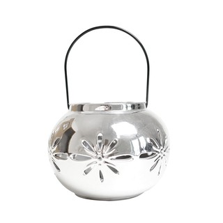 Lampion ceramiczny srebrny 11x15cm