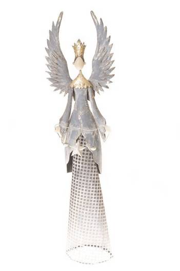 Anioł metalowy szaro-złoty z gwiazdą 84cm