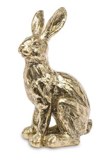 Figurka królik siedzący złoty 27,5cm poprzycierany