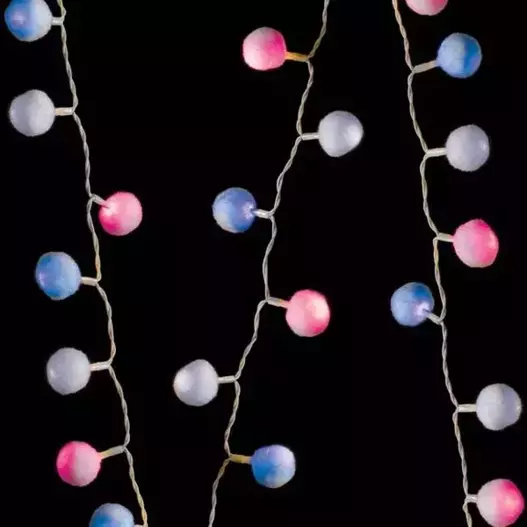 Łańcuch LED bawełniane kule 650cm niebiesko-różowy