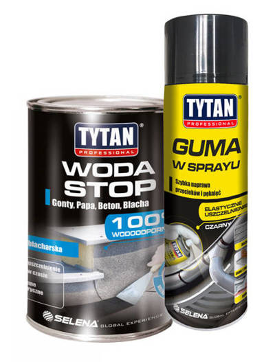 Masa uszczelniająca Tytan Woda Stop 1kg + guma w sprayu