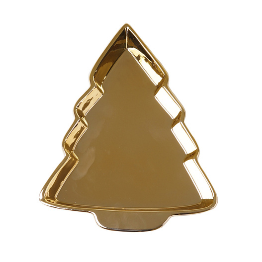 Talerz świąteczny w kształcie złotej choinki