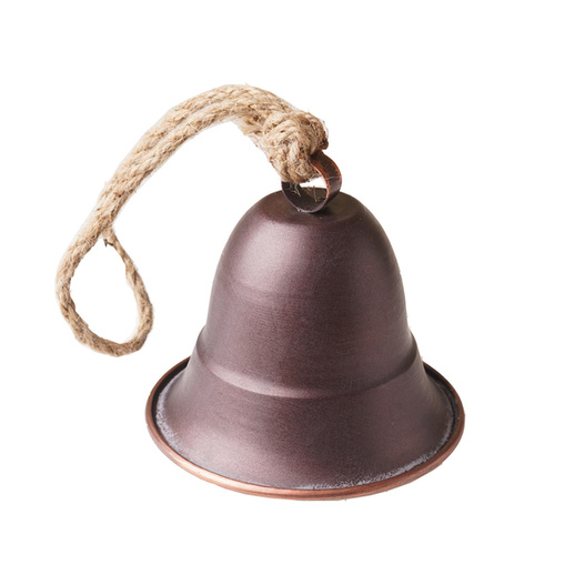 Zawieszka metalowy dzwonek brąz na sznurku 12cm