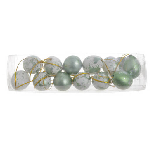 Zawieszki jajka 12 sztuk / 4cm zielono-białe metaliczne