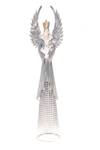 Anioł metalowy szary z białym ptakiem 70cm