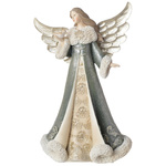 Anioł w złoto-zielonej sukni z gołębiem 25cm