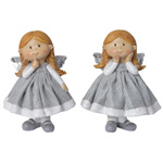 Aniołek ceramiczny szary srebrne skrzydła 12cm