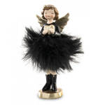 Aniołek w futrzastej czarnej sukni 18,5cm