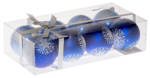 Bombki niebieskie z dekorem śnieżka 6cm 8 sztuk