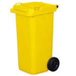Kosz na śmieci ogrodowy z klapą 120L żółty